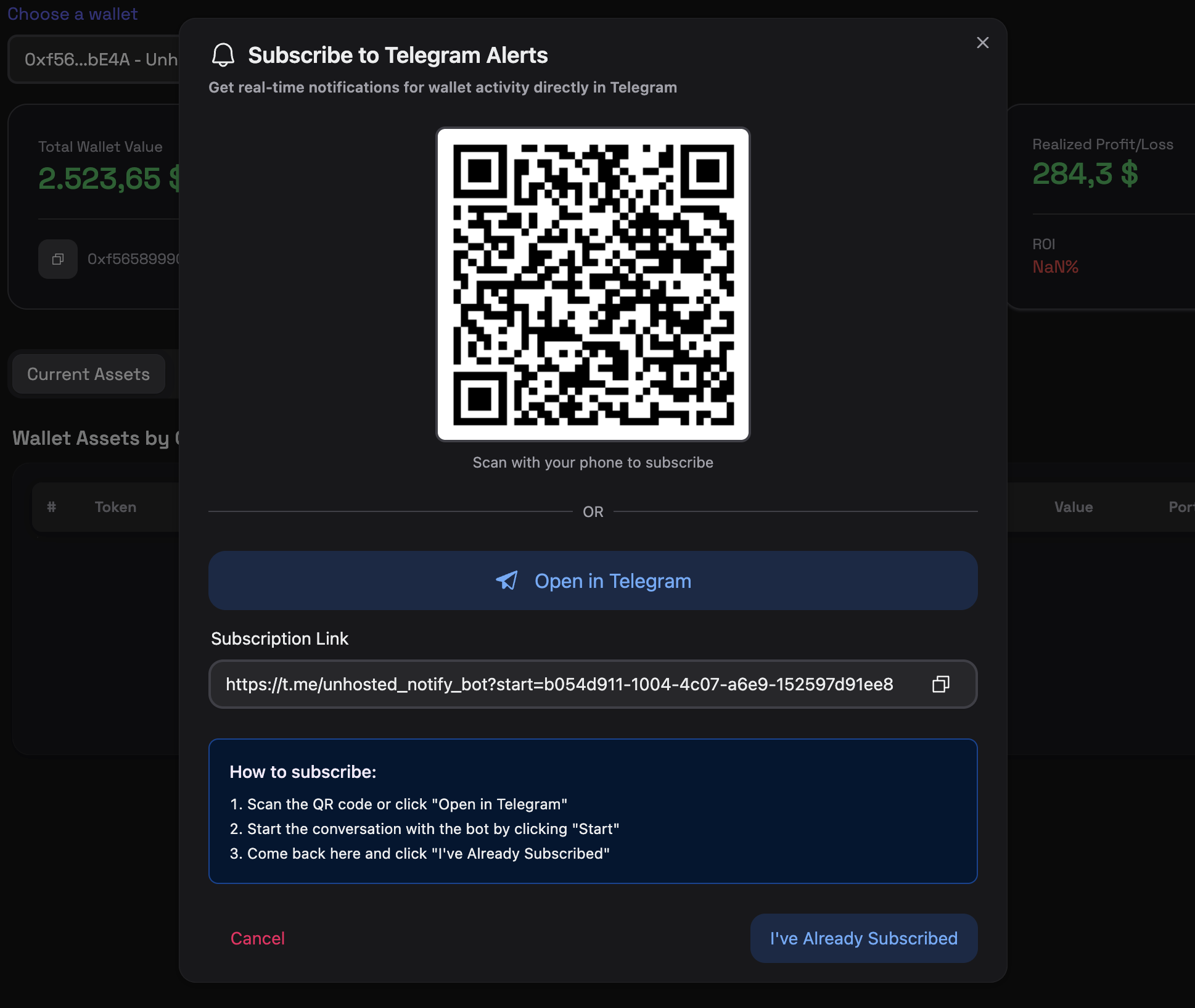 QR code for Telegram bot linking