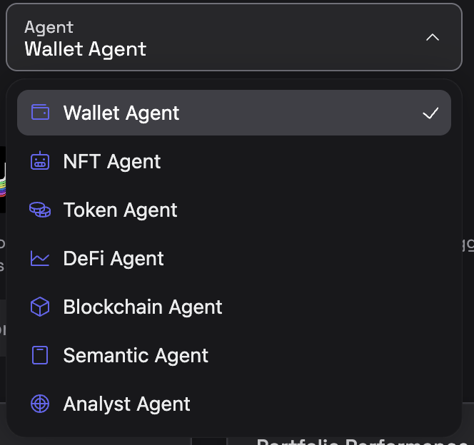 Screenshot showing the agent selection interface